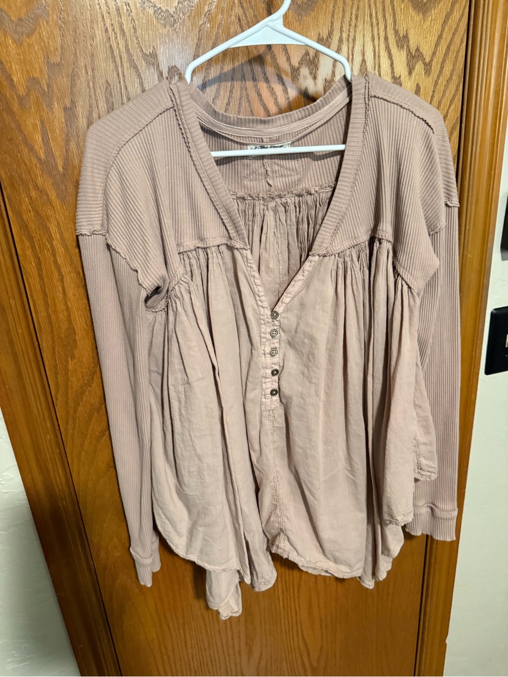 We The Free Blush Button-Front Peasant Blouse